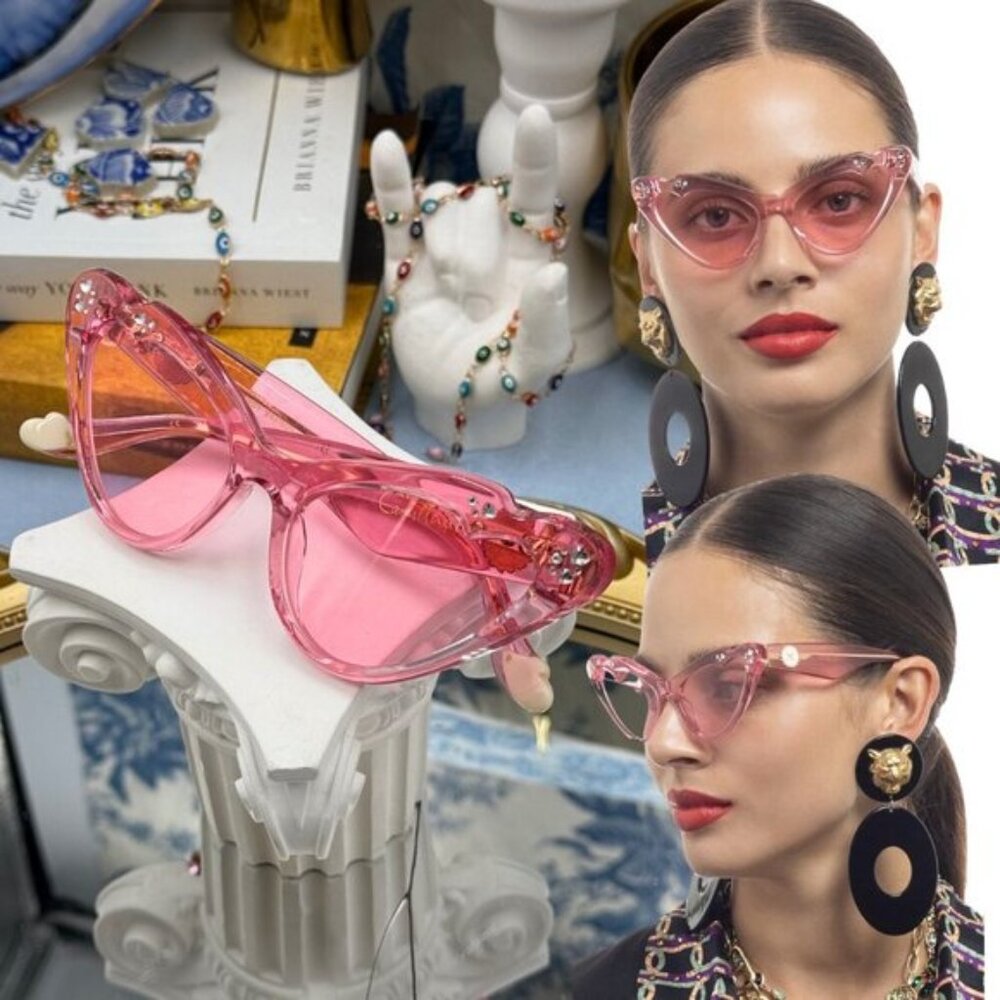🆕 CAMILLA 🧿 NWOT Flutterby Sunglasses, Pink Transparent Acetate & Pink Lens